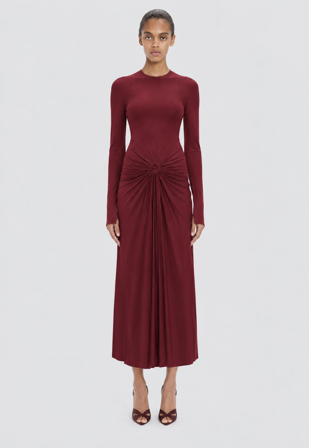 Frances Midi Dress In Burgundy