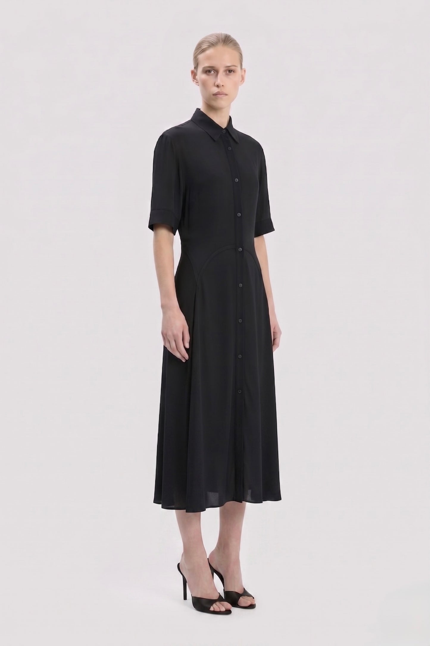 Panelled Midi Dress In Black