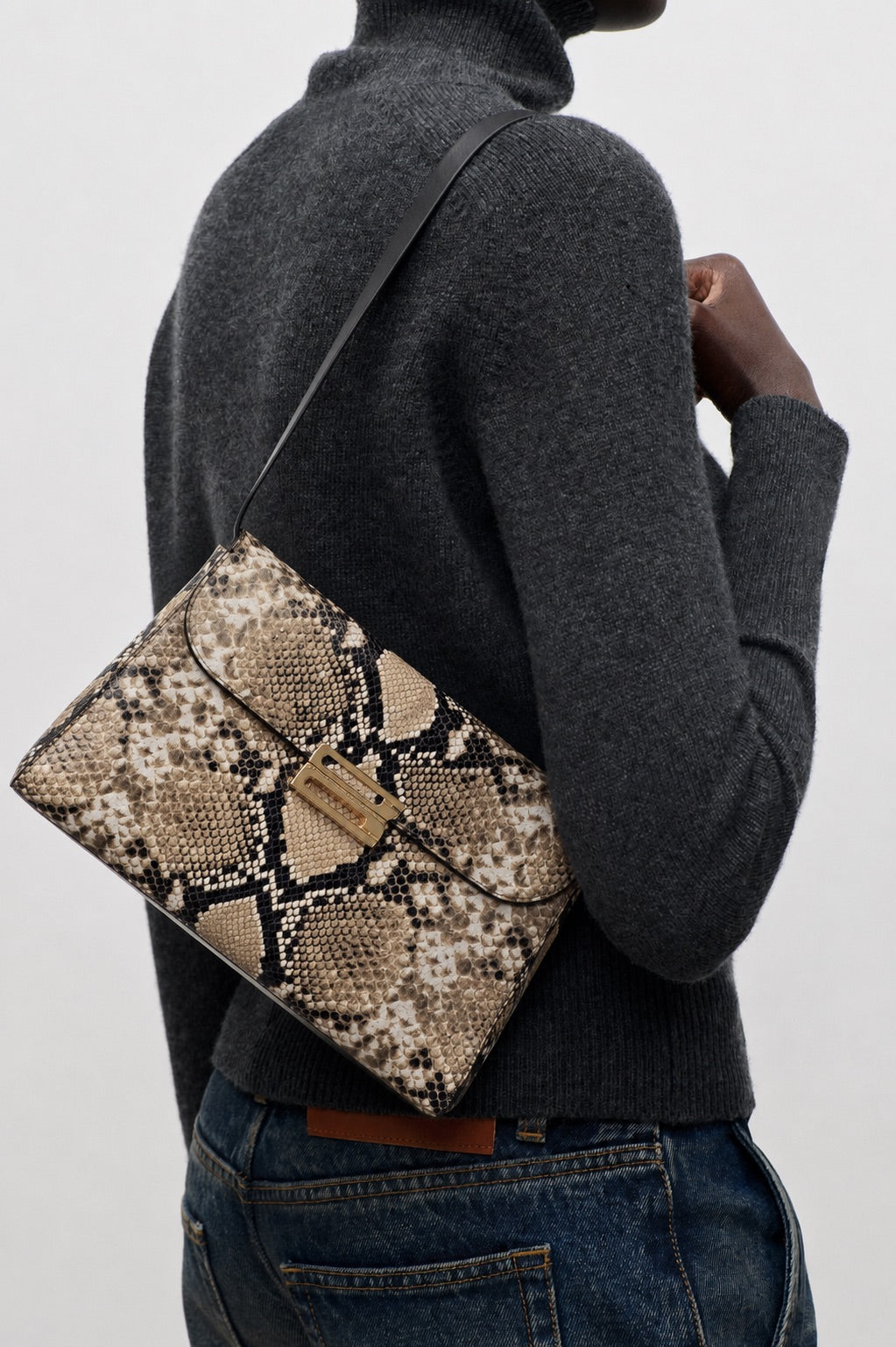 Dorian Trapeze Bag Snake Print Leather