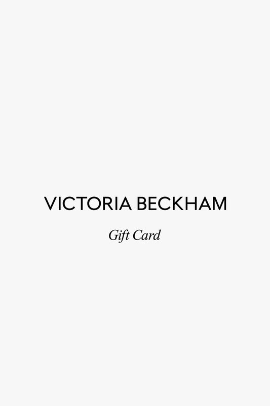 Plain white VB Gift Card with centered black text reading "Victoria Beckham perfect gift card" from Victoria Beckham UK.