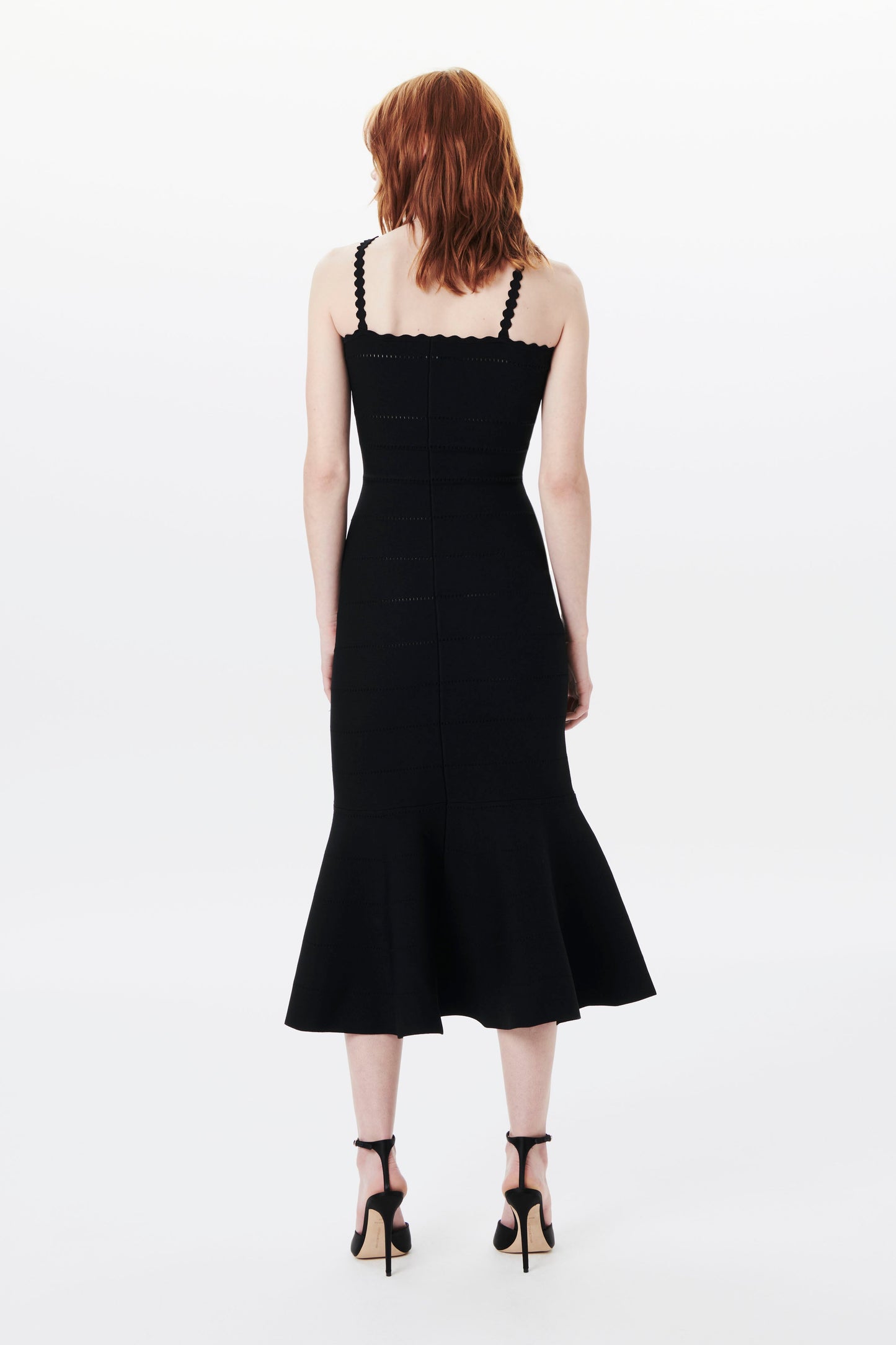 Test of Scalloped Strap Flare Dress In Black