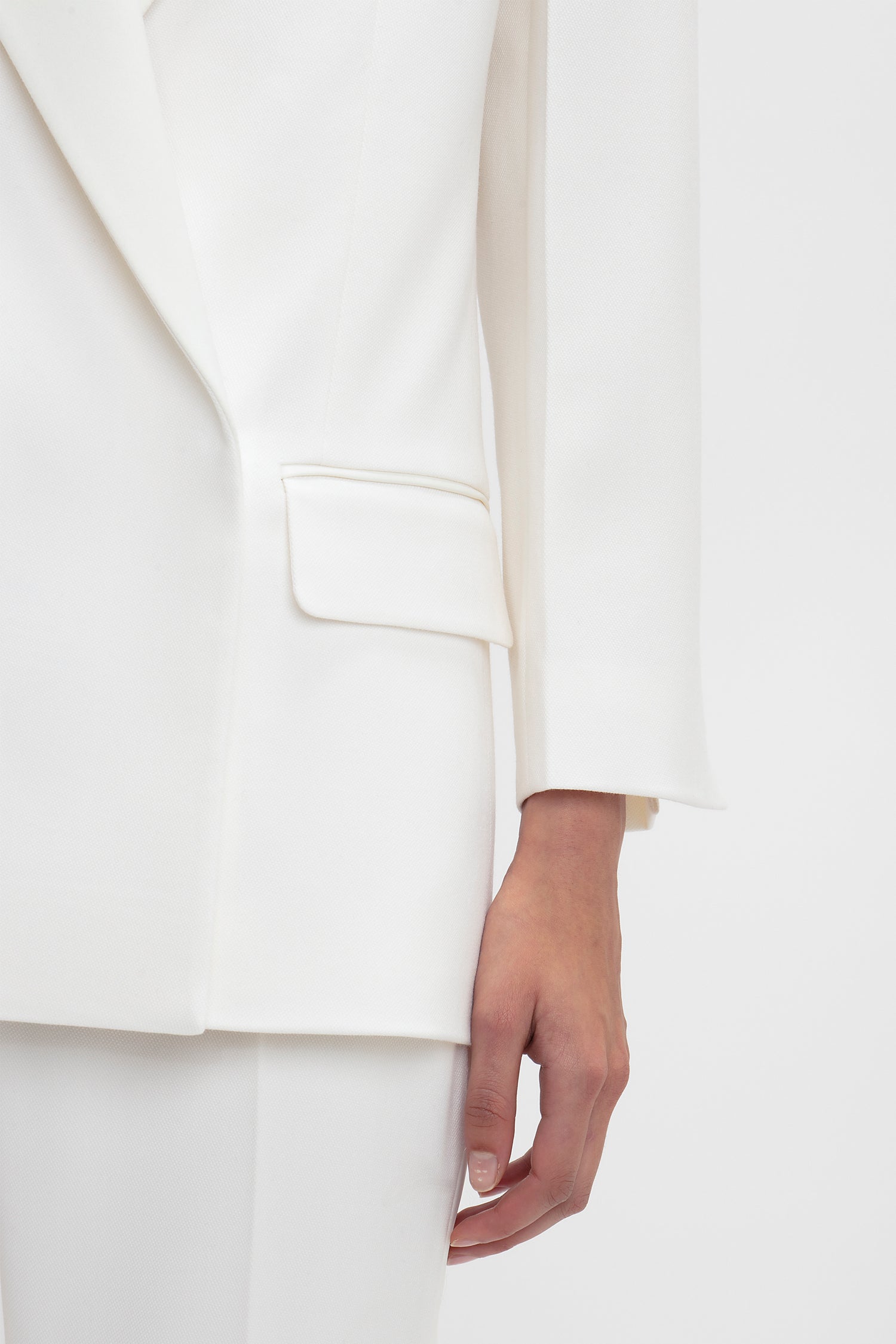 Double Breasted Tuxedo Jacket In Ivory – Victoria Beckham UK
