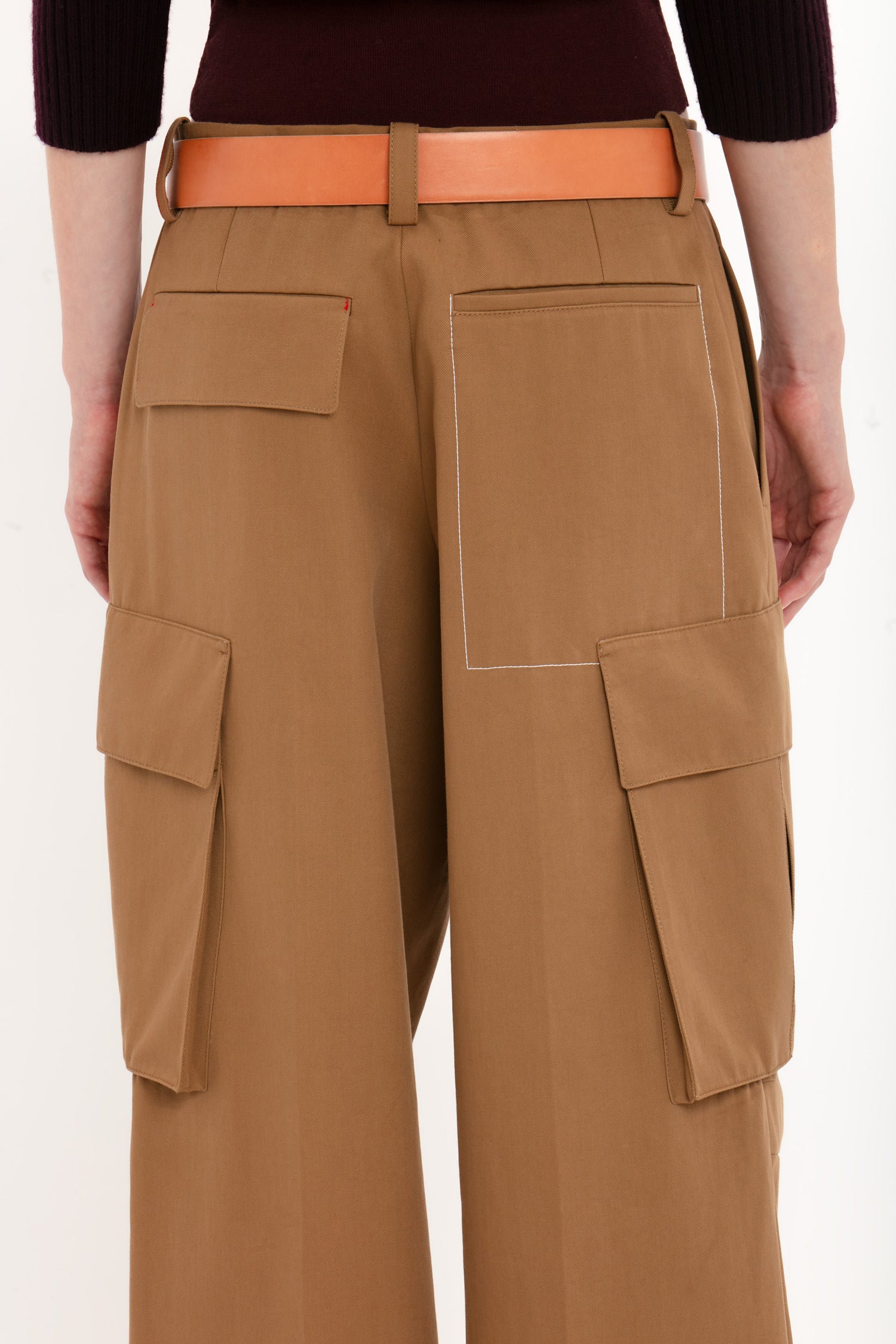 Khaki pocket detail cargo trousers 2025