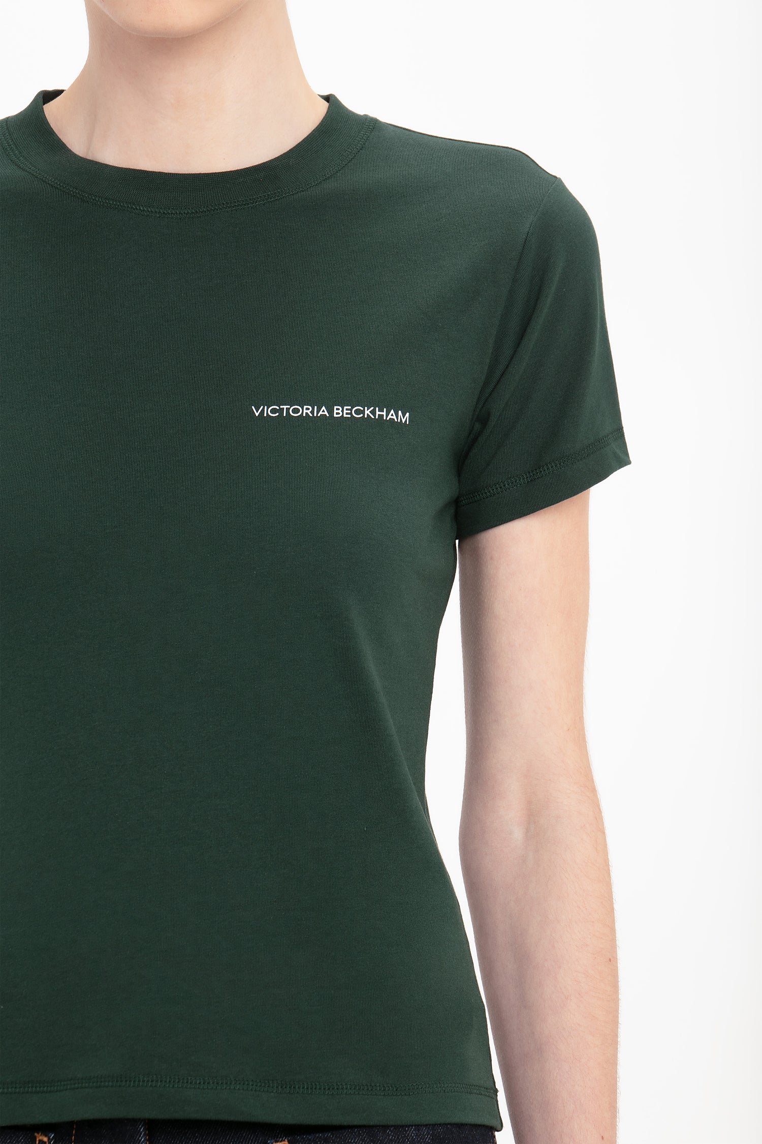 Tシャツ・カットソー VICTORIA BECKHAM Woman T-Shirt Green 1125JTS006165A WASABI Designer Women's T-Shirts and Sweatshirts | Victoria Beckham