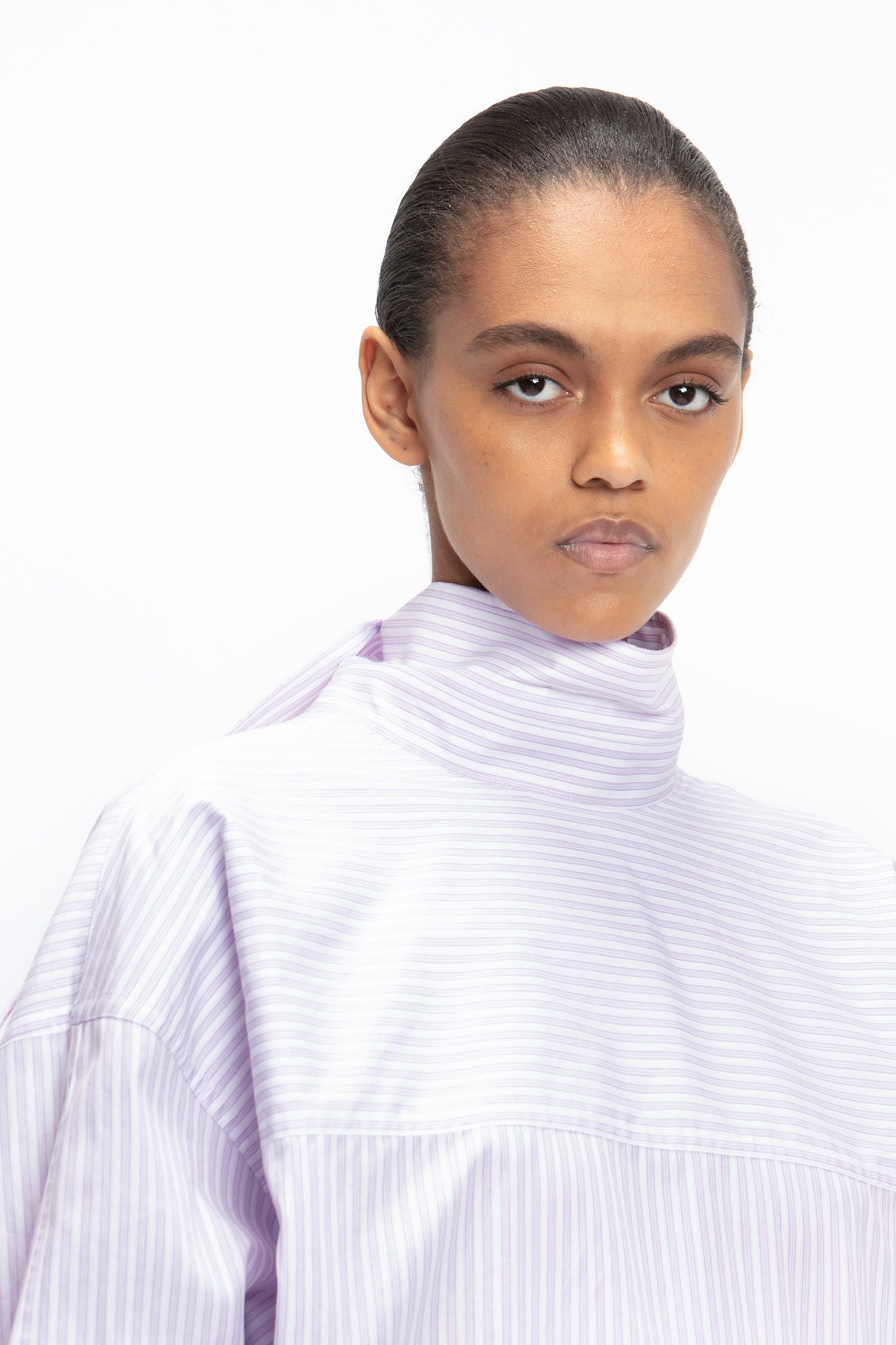Tie-Neck Shirt In Lilac-Paprika