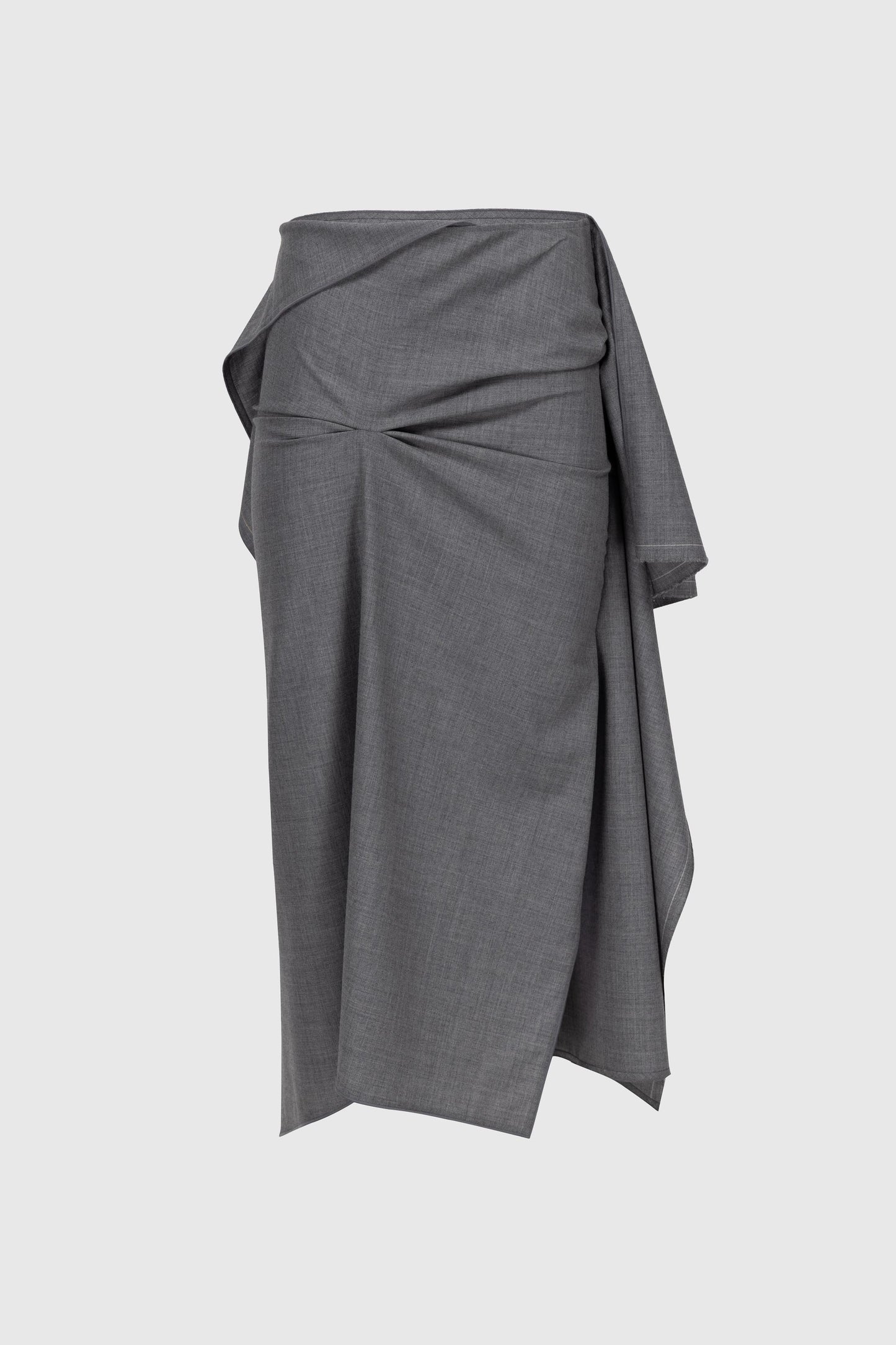 Draped Tailored Skirt In Light Grey Melange