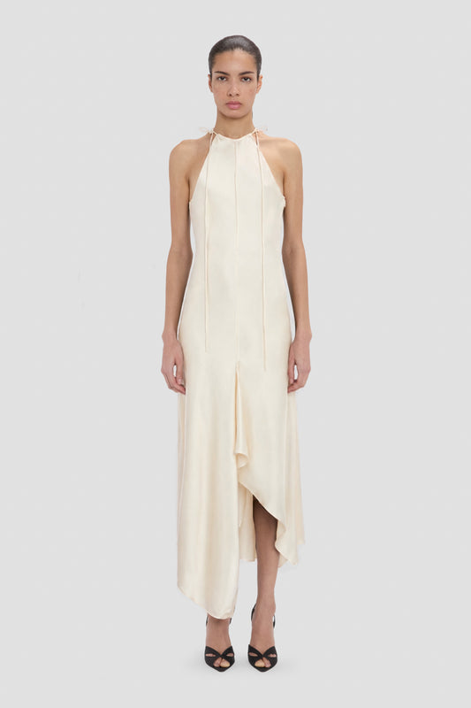 Halter Neck Midi Dress In Elderflower