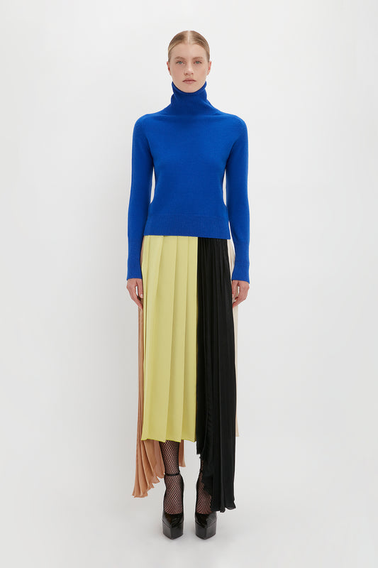 Polo Neck Jumper In Sapphire Blue