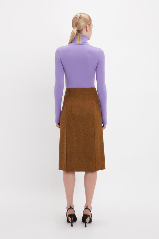 Knitted Polo Neck Jumper In Lilac