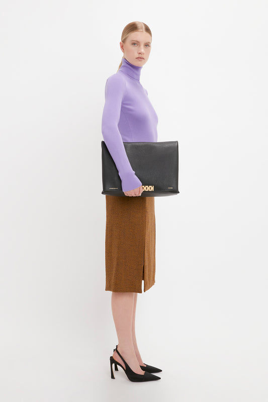 Knitted Polo Neck Jumper In Lilac