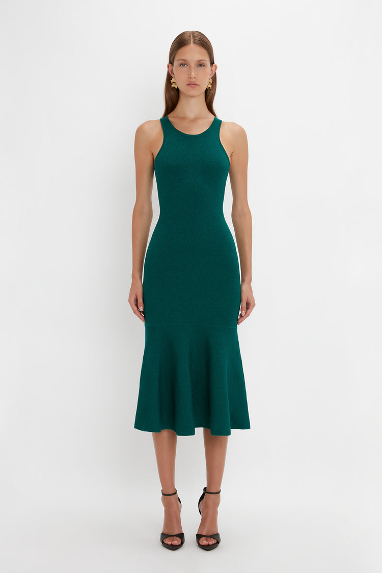 VB Body Sleeveless Dress In Lurex Green