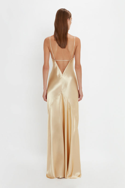 Exclusive Floor-Length Cami Dress In Gold