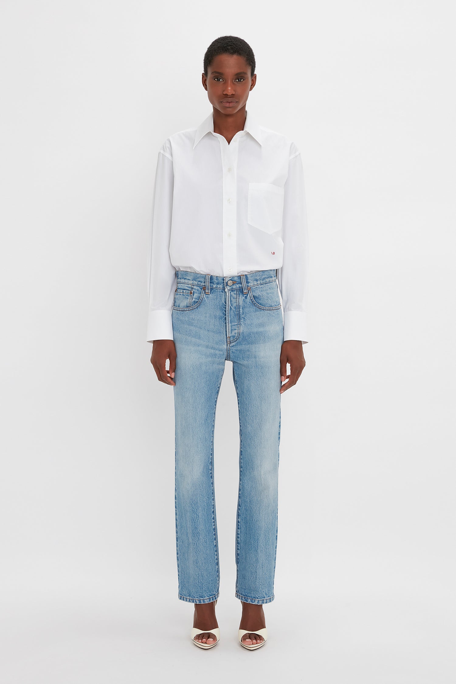 Victoria Mid-Rise Jean In Light Blue – Victoria Beckham UK