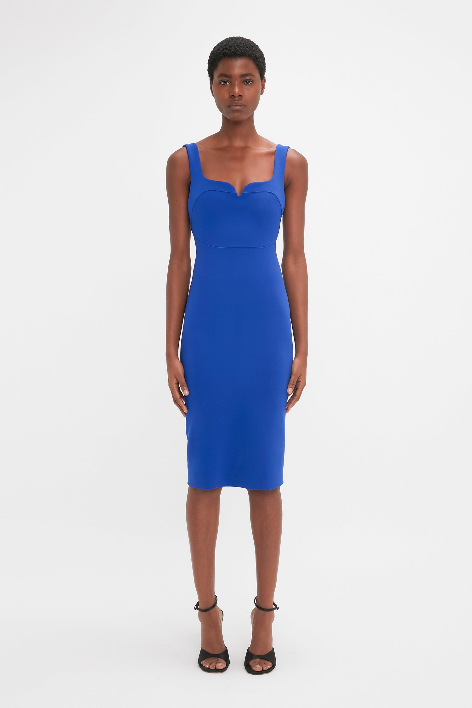 Sleeveless Fitted T Shirt Dress In Palace Blue Victoria Beckham UK