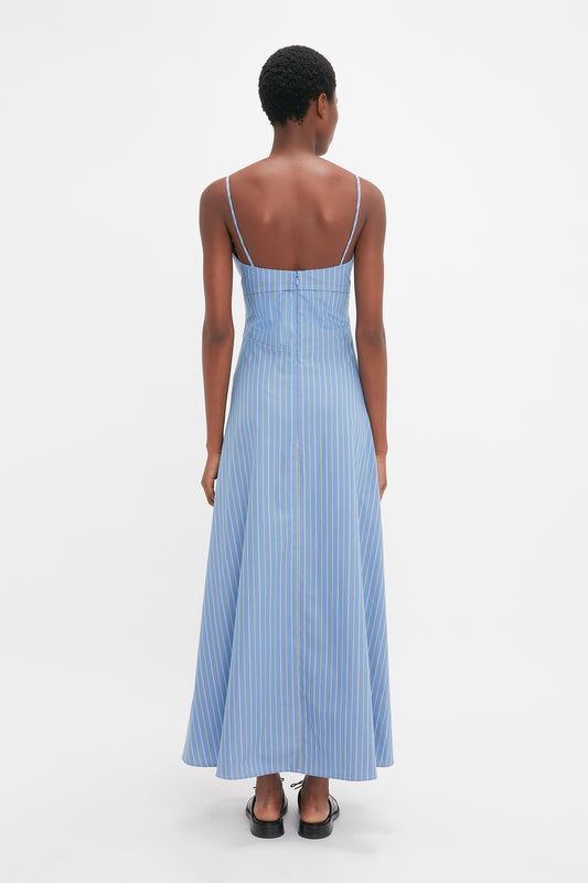 Cami Fit And Flare Midi In Steel Blue