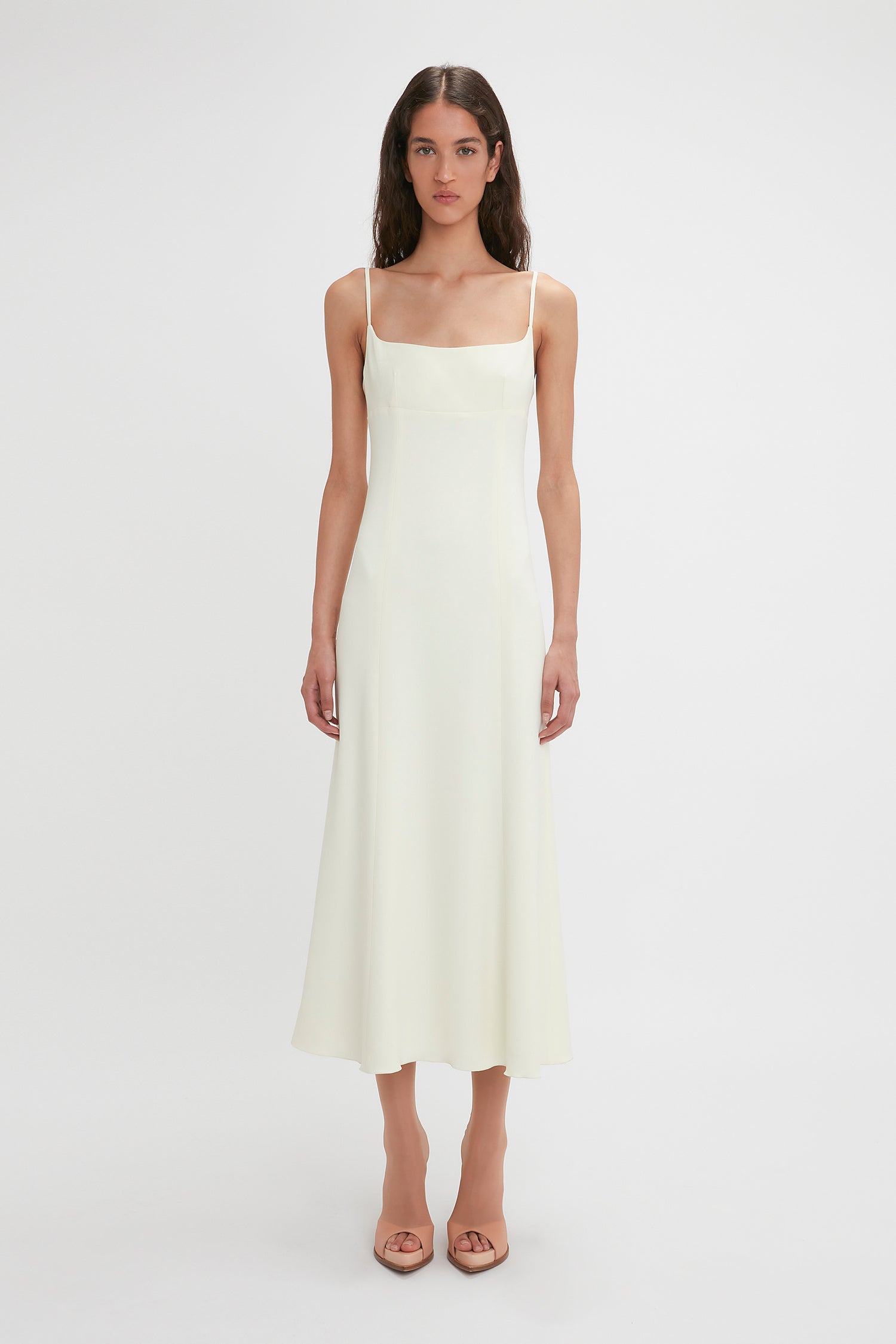 Exclusive Panelled Midi Cami Dress In Vanilla – Victoria Beckham UK