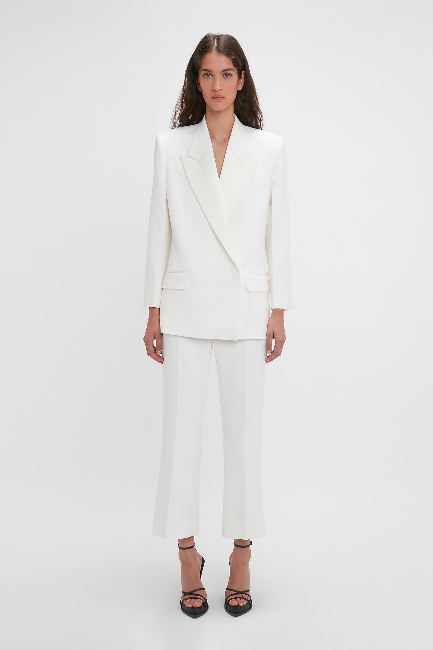 Double Breasted Tuxedo Jacket In Ivory – Victoria Beckham UK