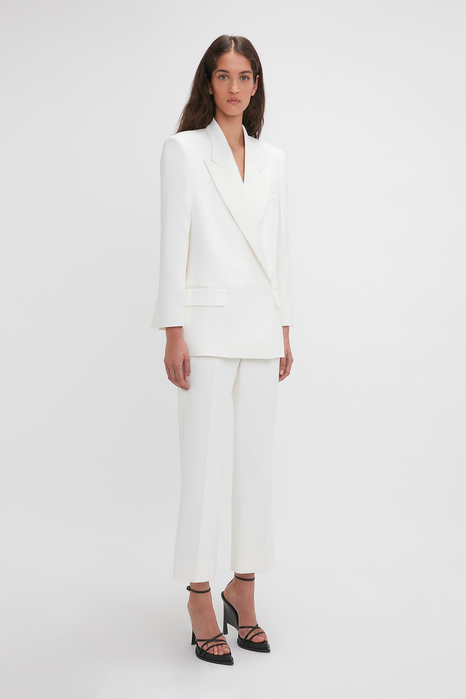 Double Breasted Tuxedo Jacket In Ivory – Victoria Beckham UK