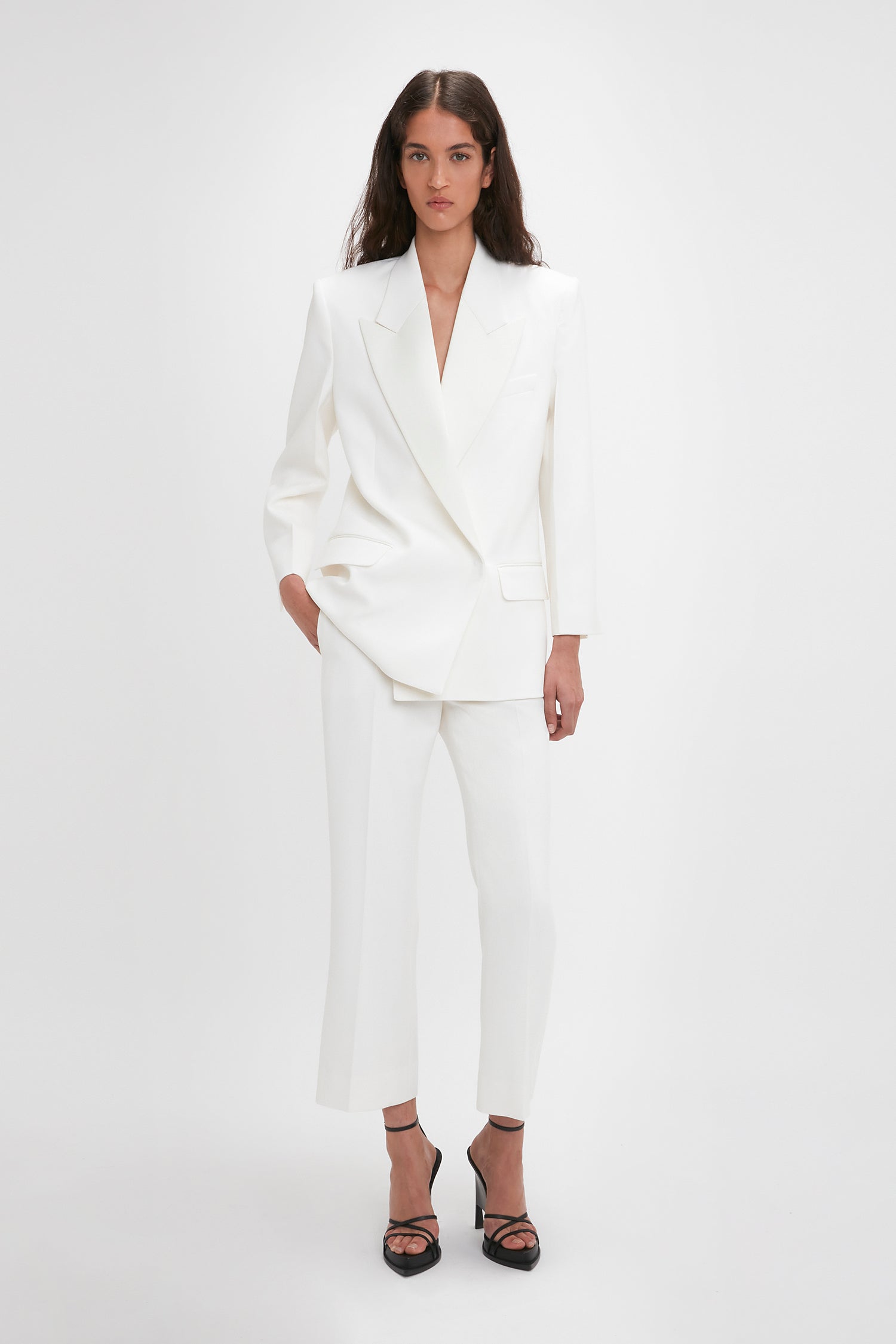 Exclusive Cropped Tuxedo Trouser In Ivory Victoria Beckham UK