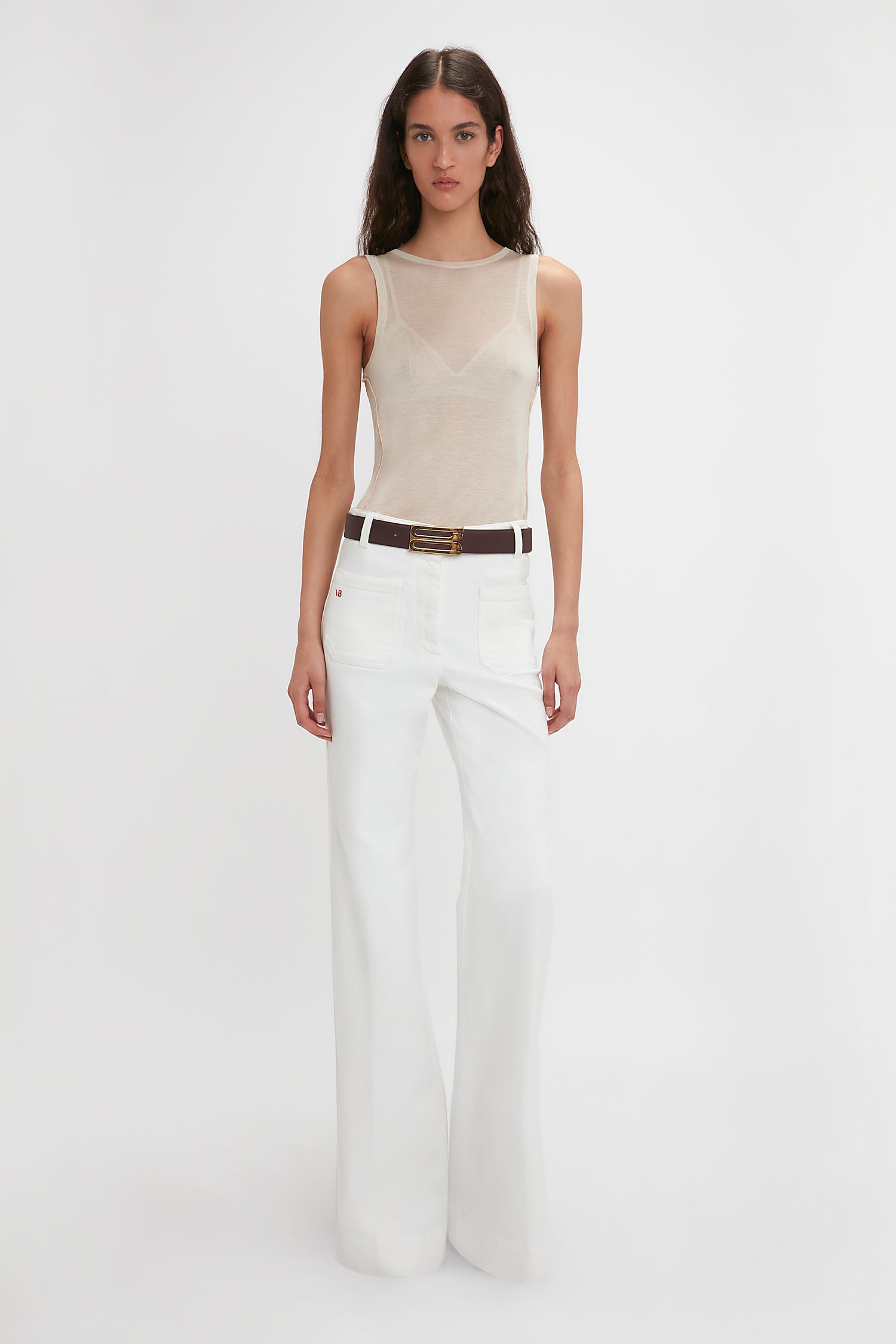 Alina High Waisted Stretch Jean In Washed White Victoria Beckham UK