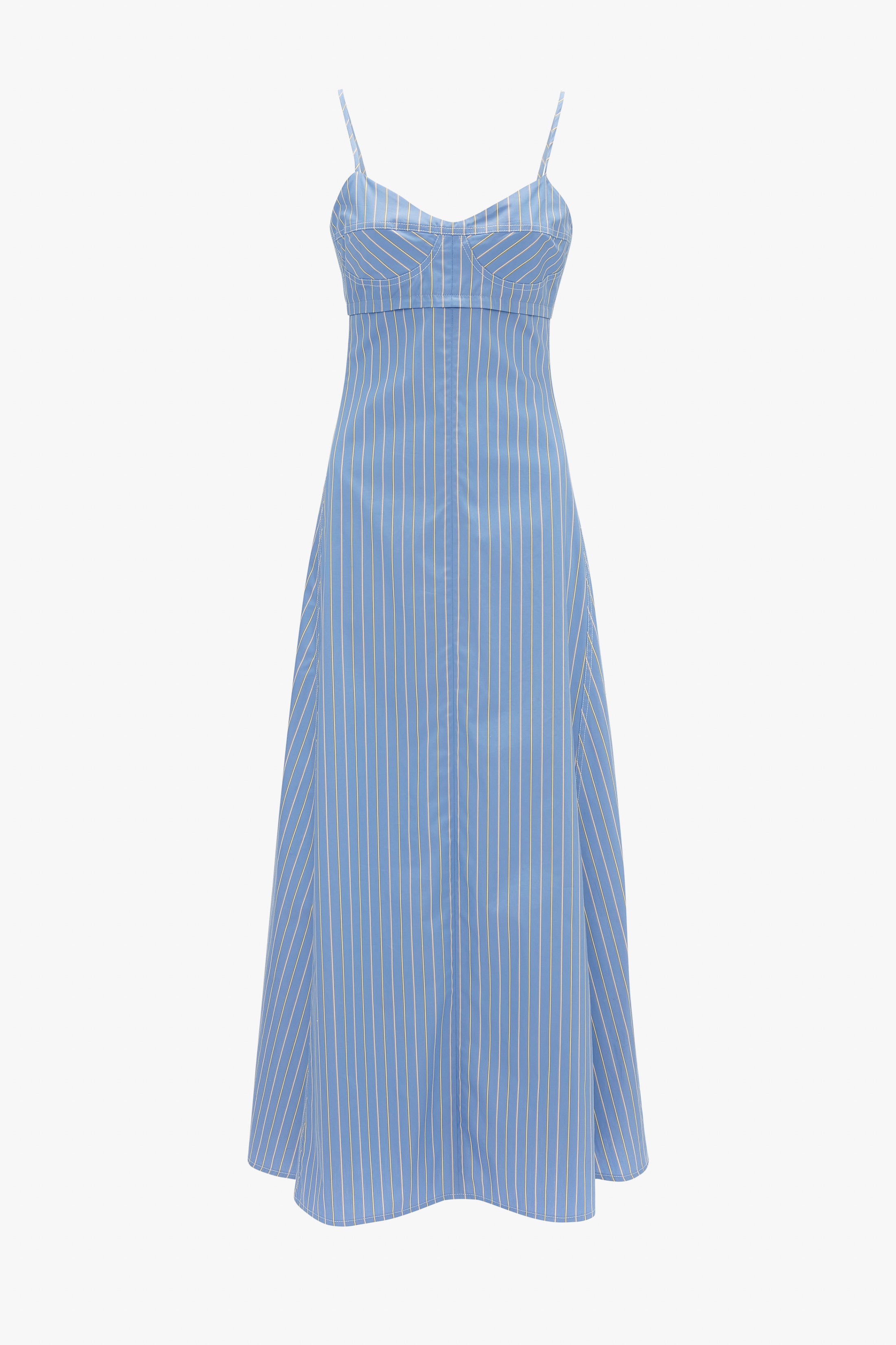 Cami Fit And Flare Midi In Steel Blue – Victoria Beckham UK