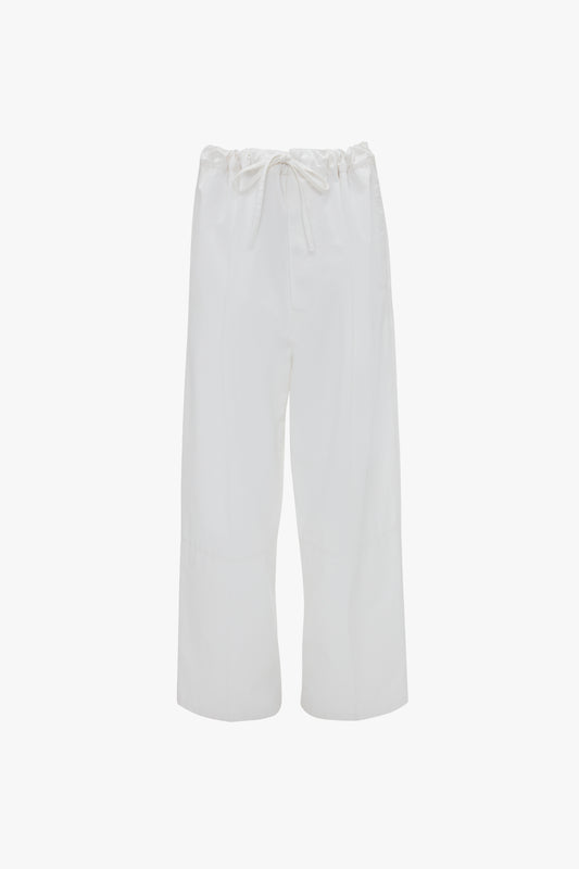 White adjustable Drawstring Pyjama Trouser In Washed White isolated on a white background by Victoria Beckham.
