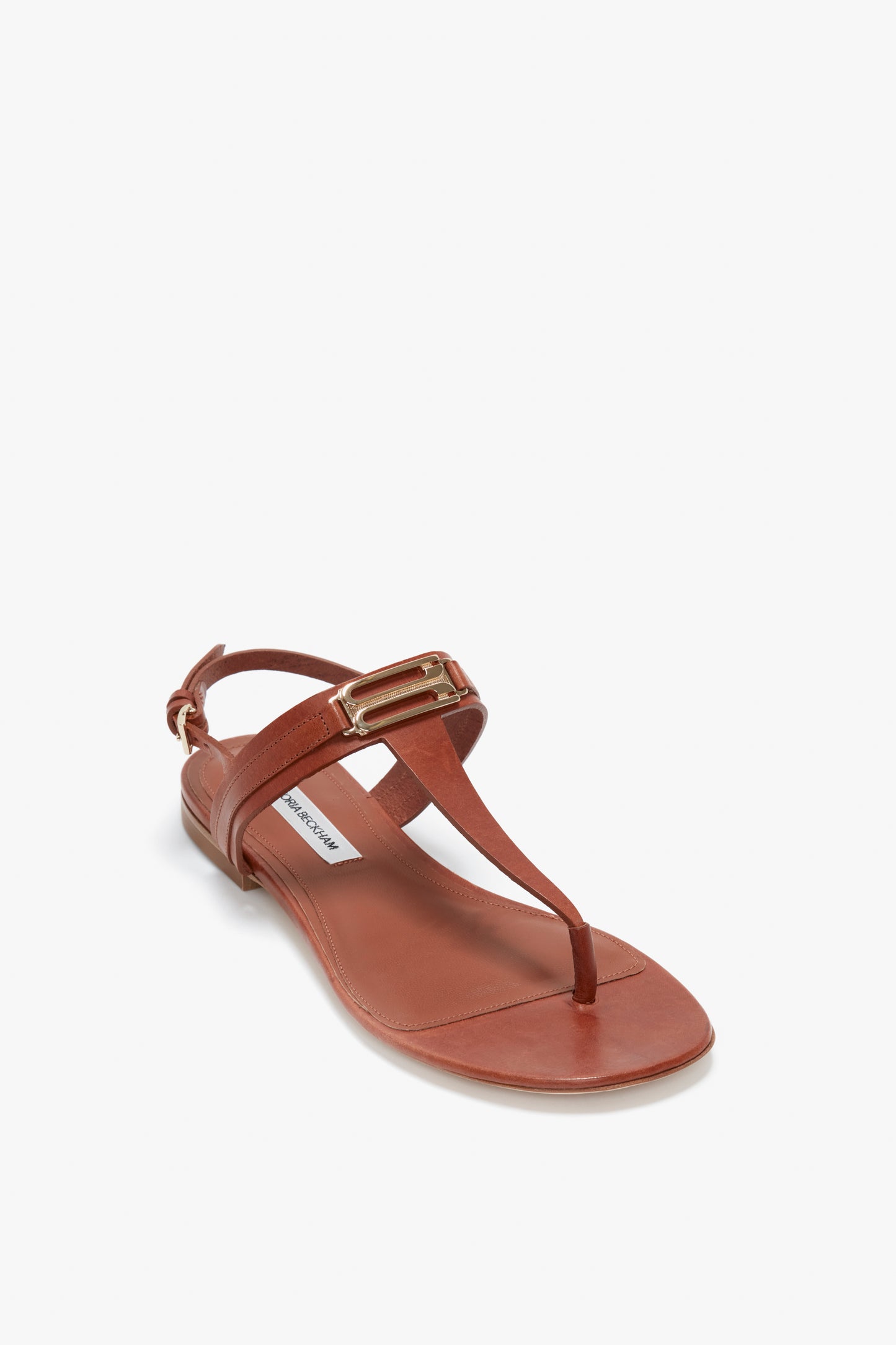 Flat Chain Sandal In Tan Leather