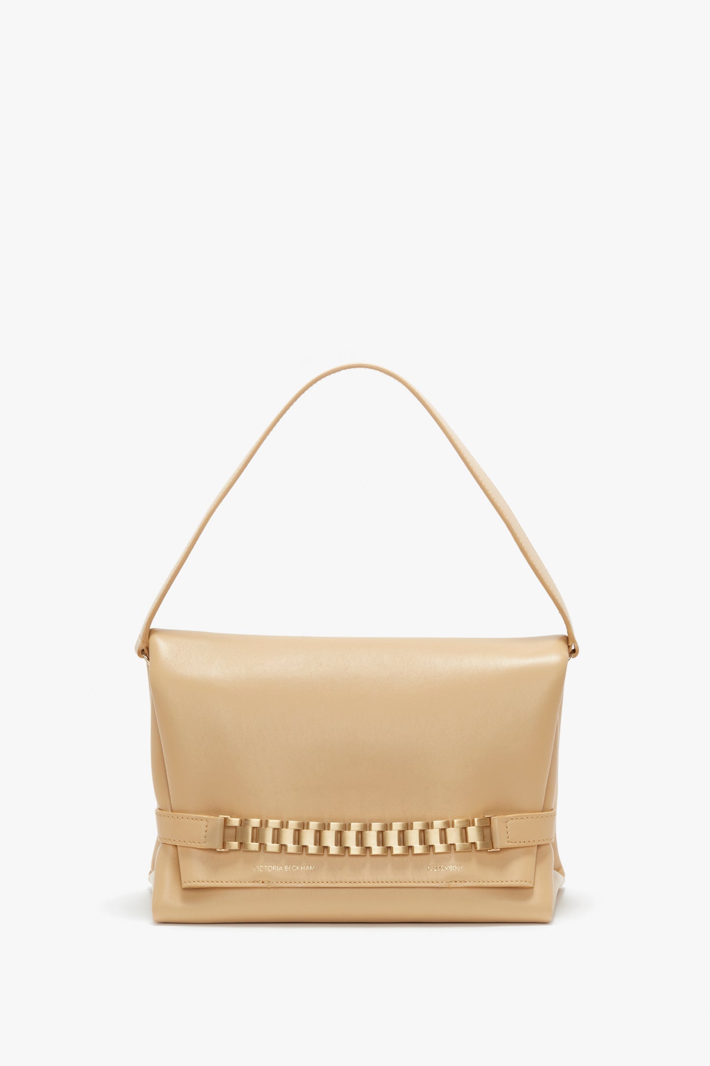 Puffy Chain Pouch In Sesame Leather