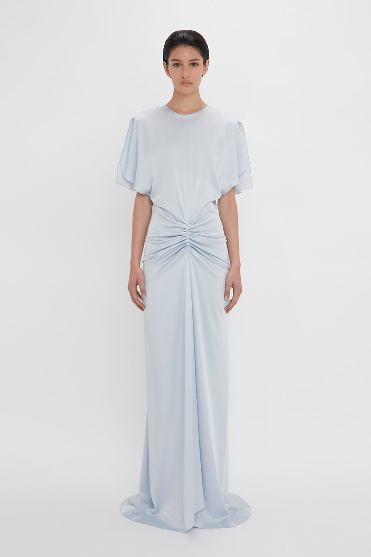 Exclusive Floor-Length Gathered Dress In Ice