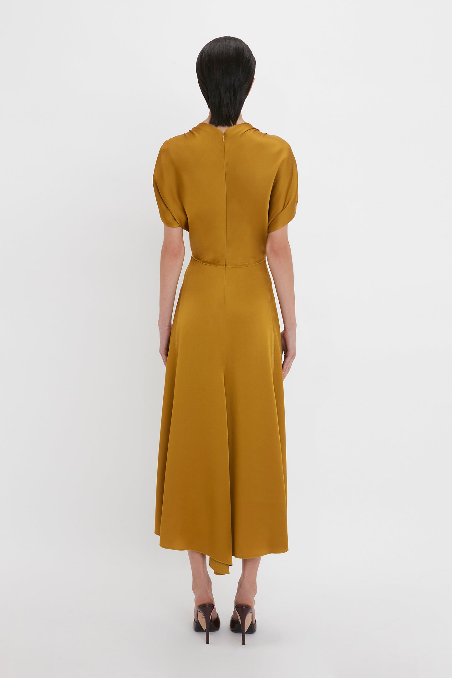 Yellow ruffle midi dress hotsell