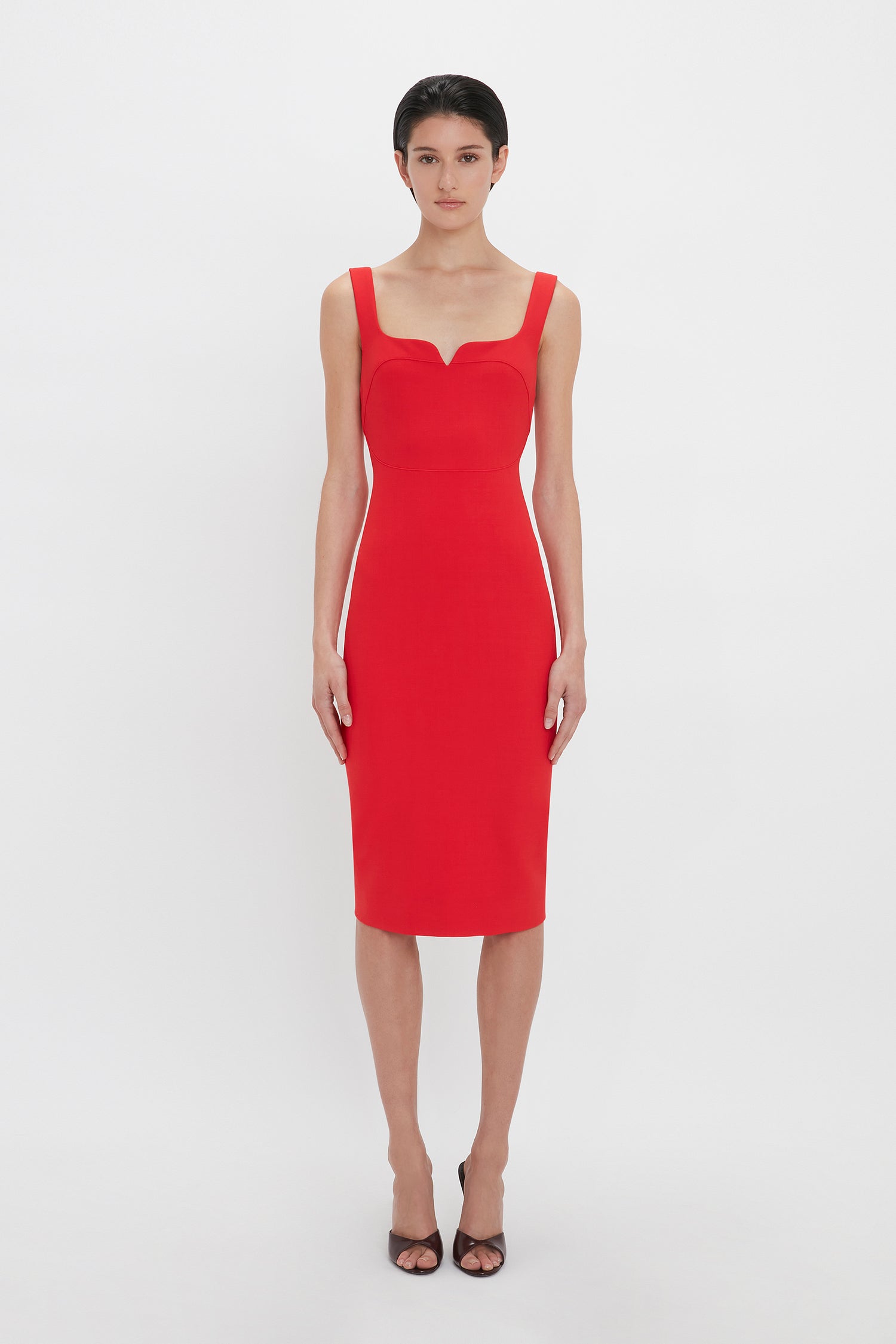 Sleeveless Fitted T Shirt Dress In Bright Red Victoria Beckham UK