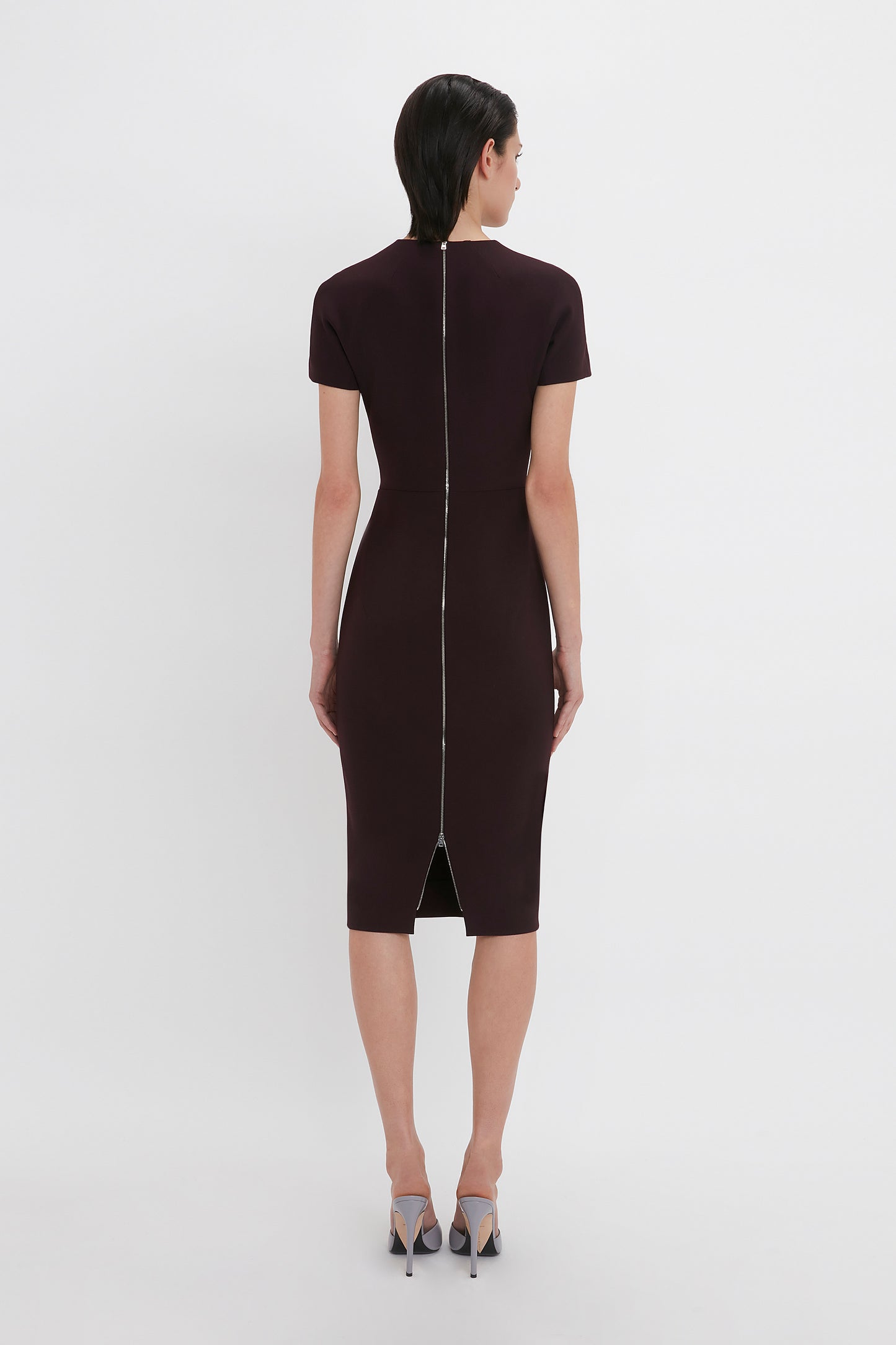 Fitted T-Shirt Dress In Deep Mahogany