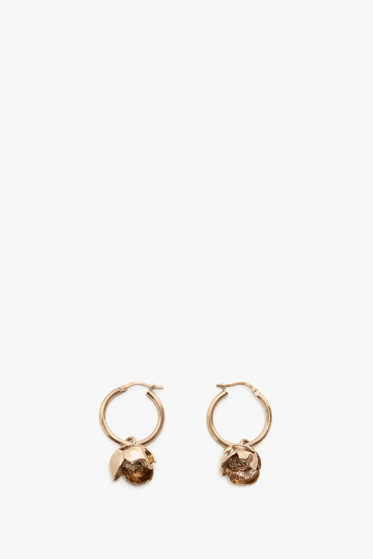 Exclusive Camellia Flower Hoop Earrings In Gold