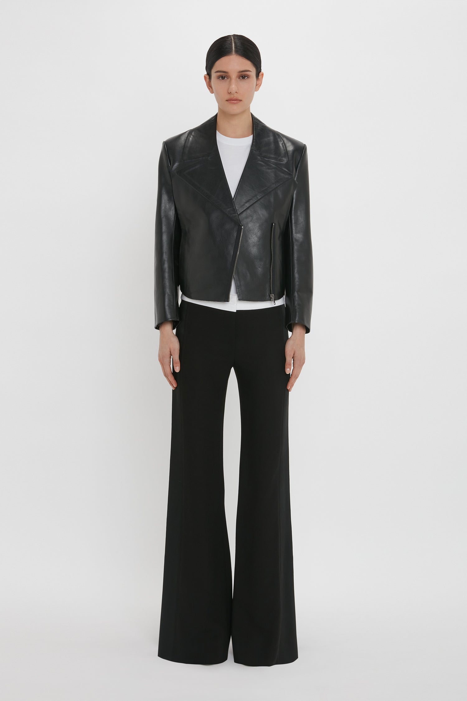 Black leather look biker jacket shop