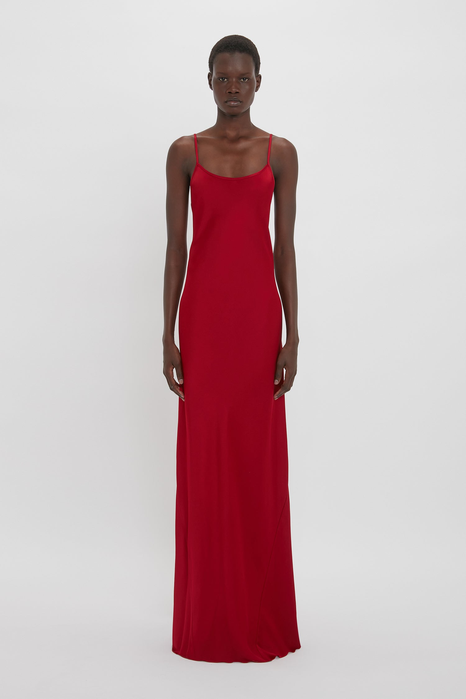 Low Back Cami Floor-Length Dress In Poppy Red Designer Dresses