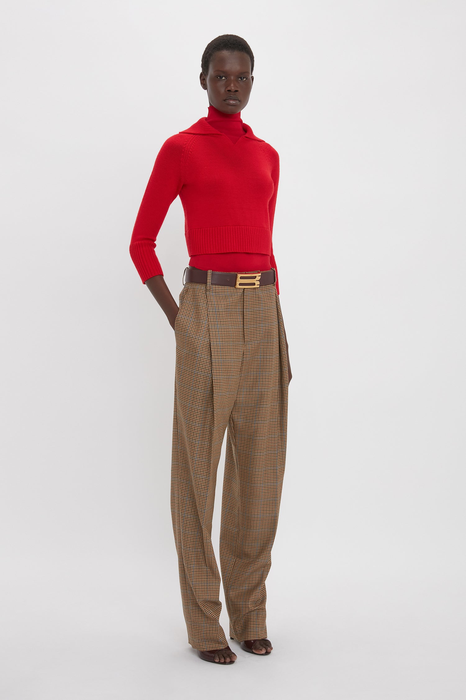 Plaid trousers red deals