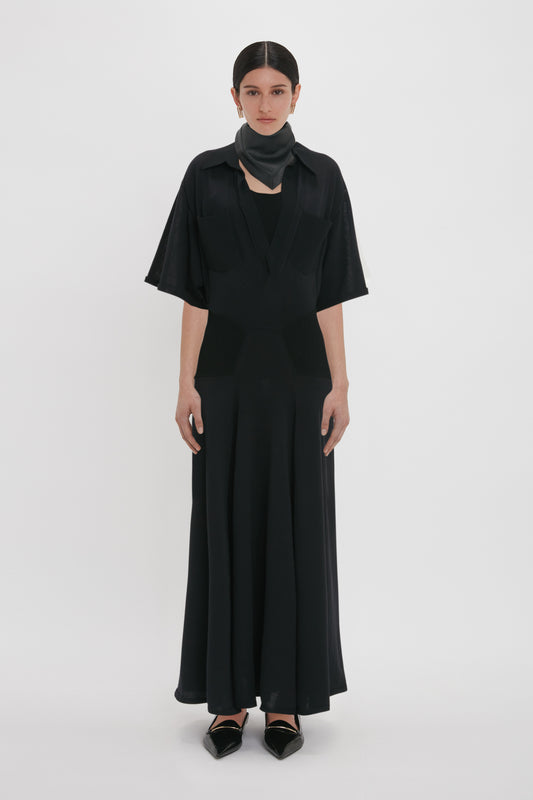 Panelled Knit Dress In Black