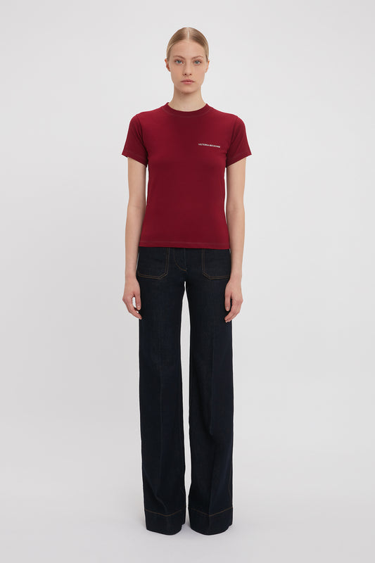 Shrunken Logo Tee In Oxblood