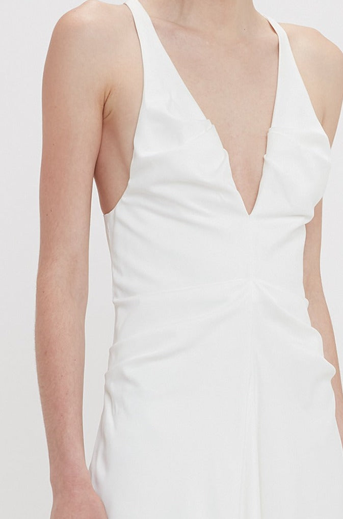 Gathered Racer Back Dress In White – Victoria Beckham UK