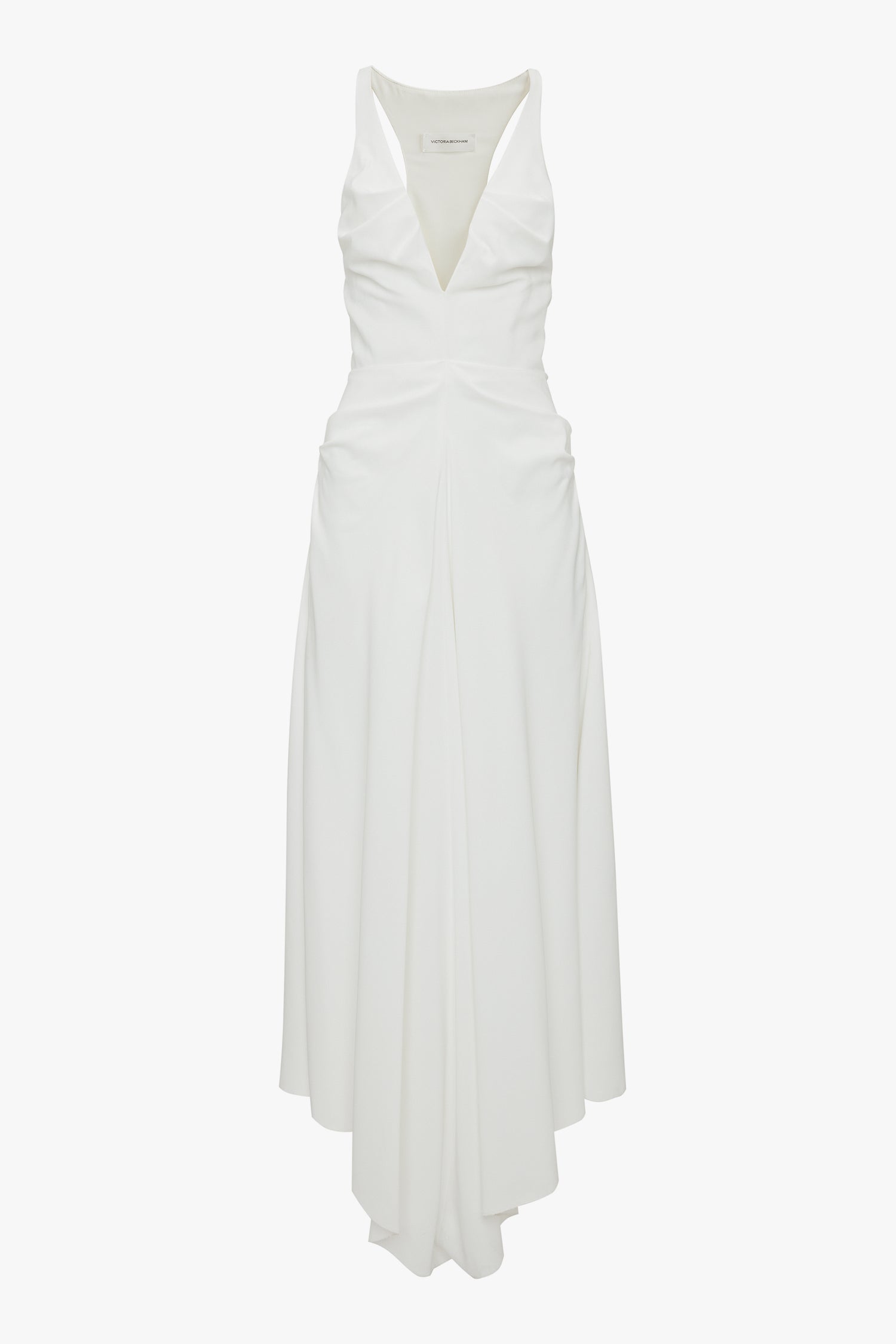 Gathered Racer Back Dress In White – Victoria Beckham UK