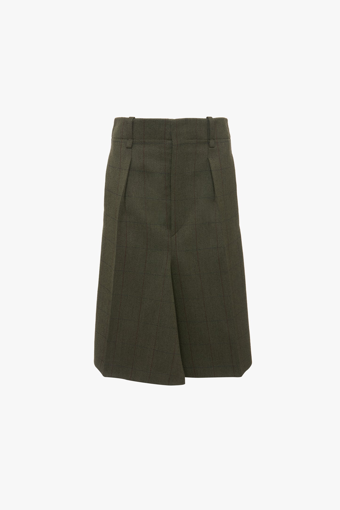 Asymmetric Tailored Skirt In Dark Fern Check