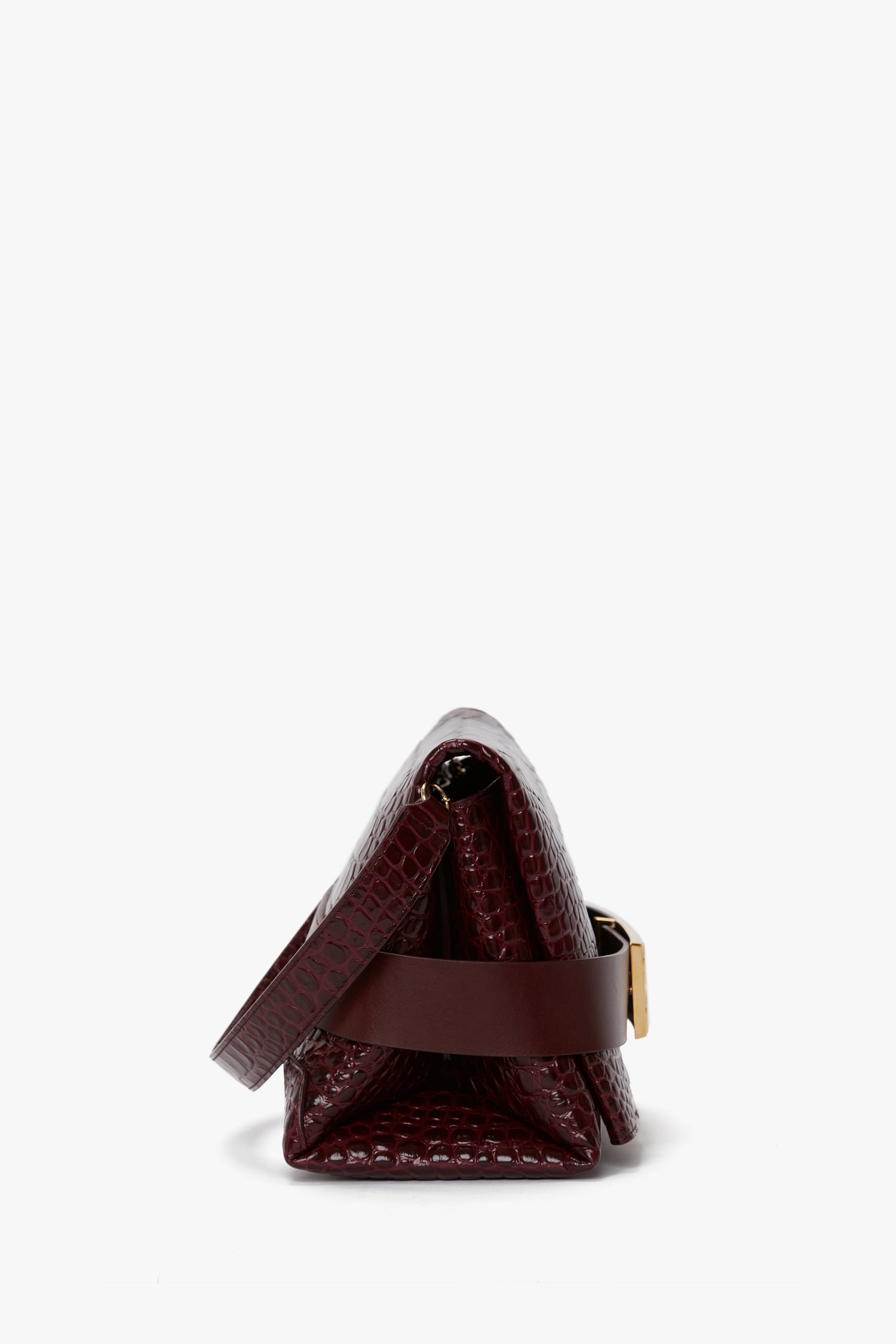 Exclusive B Pouch Bag In Croc Embossed Burgundy Leather Victoria Beckham UK