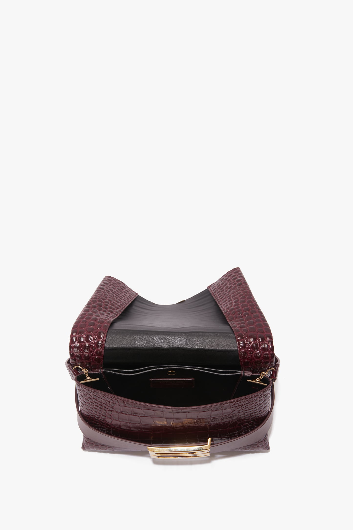 Exclusive B Pouch Bag In Croc Embossed Burgundy Leather Victoria Beckham UK
