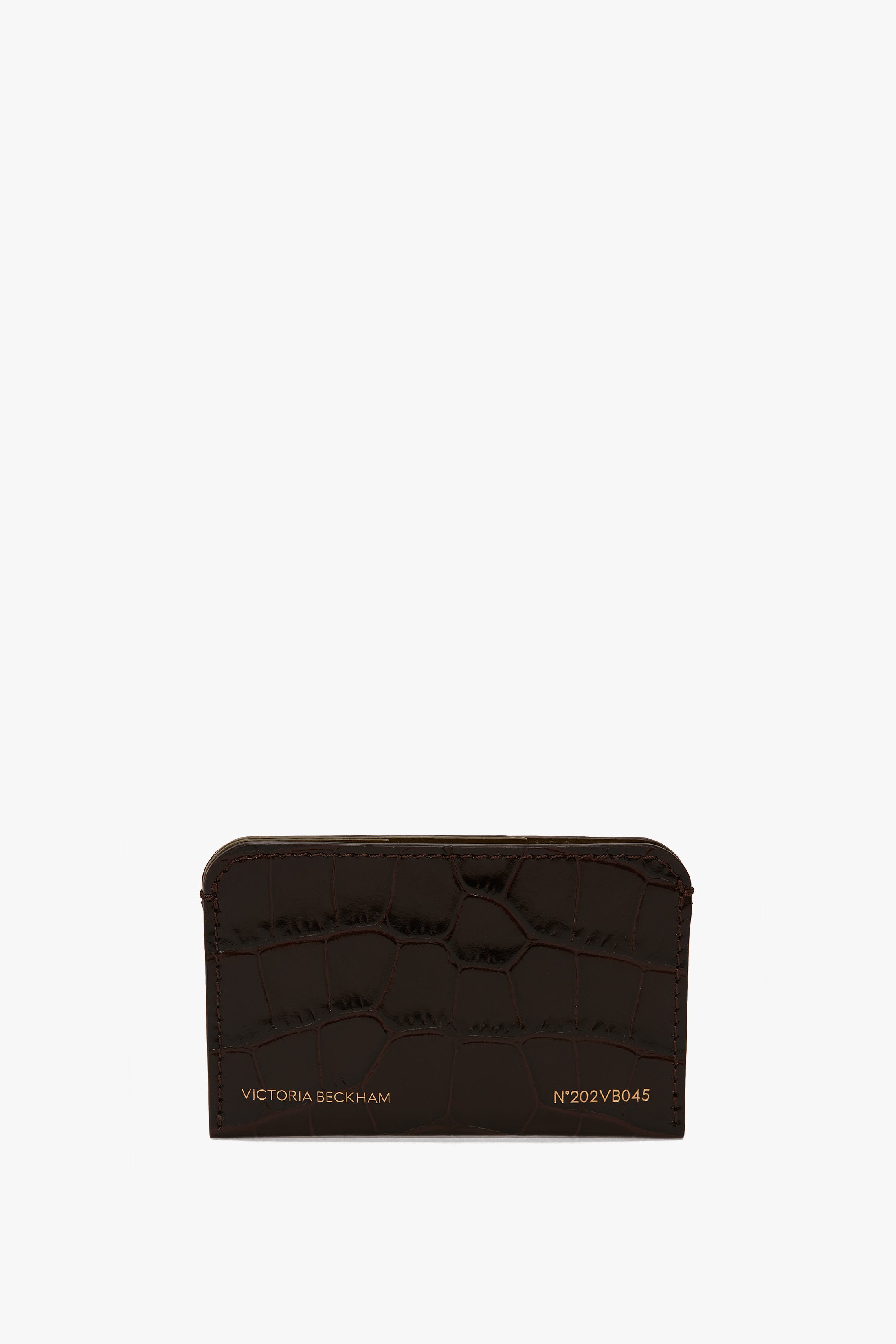Envelope Card Holder Espresso Croc Embossed Leather
