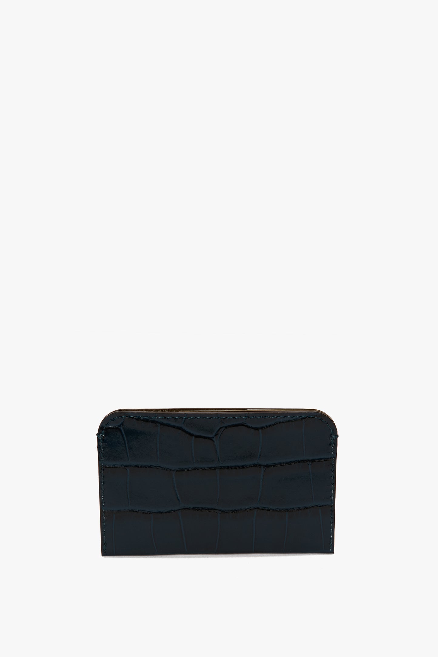 Envelope Card Holder In Midnight Blue Croc Embossed Leather
