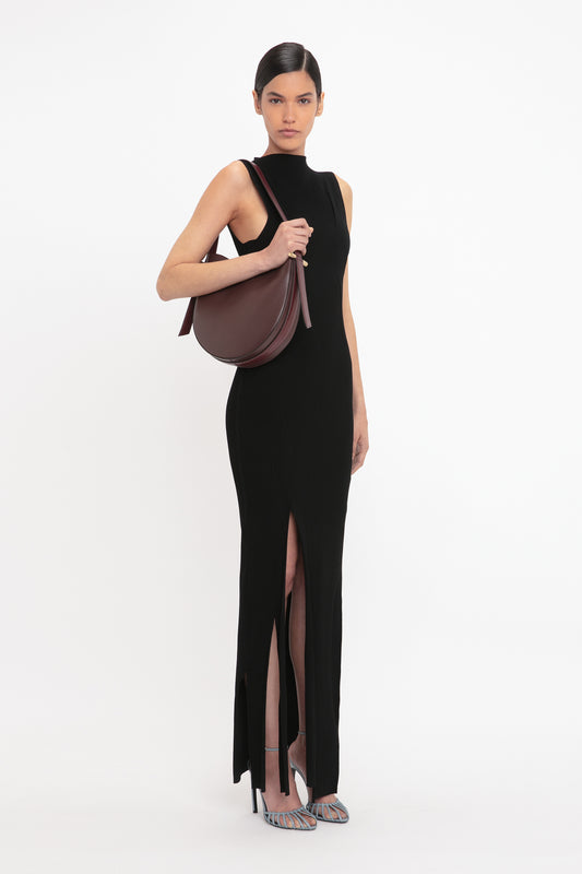 Medium Dia Hobo Bag In Burgundy Smooth Leather