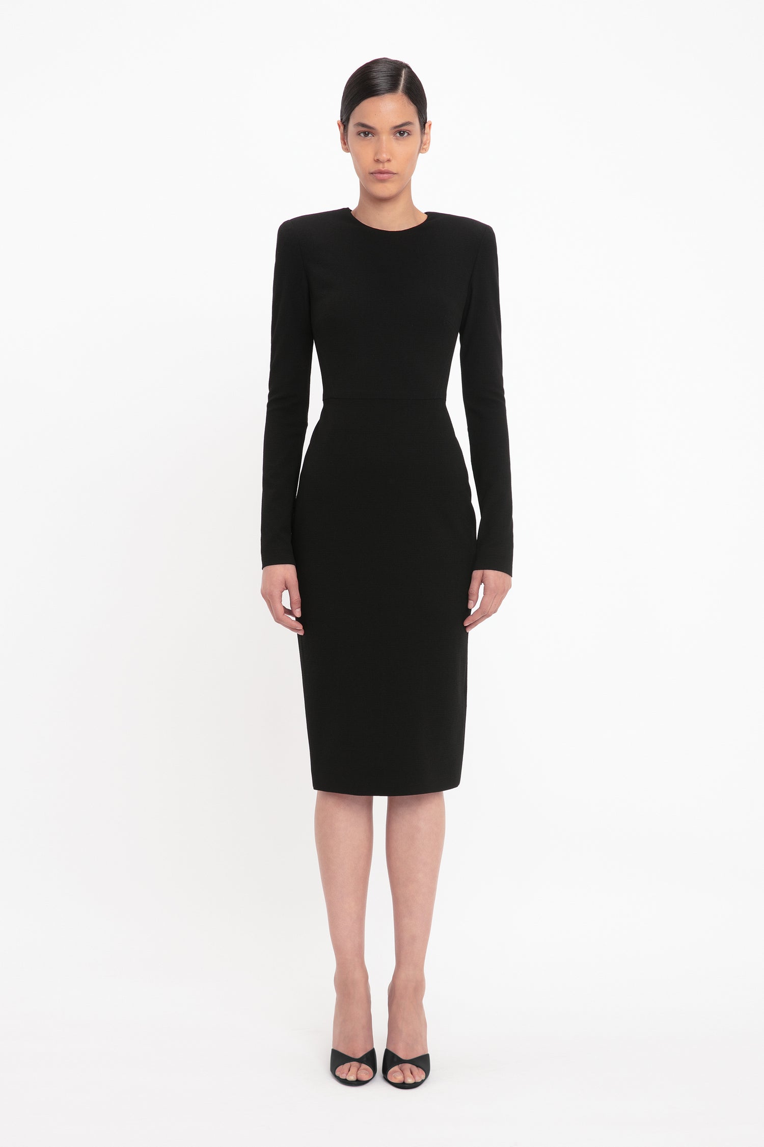Long Sleeve T-Shirt Fitted Dress In Black Designer Dresses