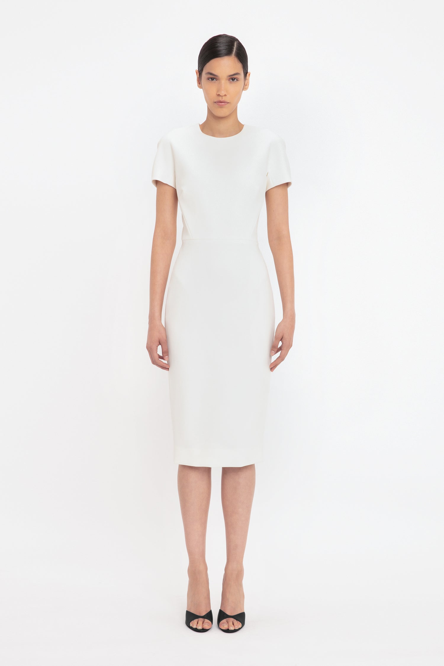 Fitted T-Shirt Dress In Ivory Victoria Beckham UK Fitted T-Shirt Dress In Ivory Victoria Beckham UK