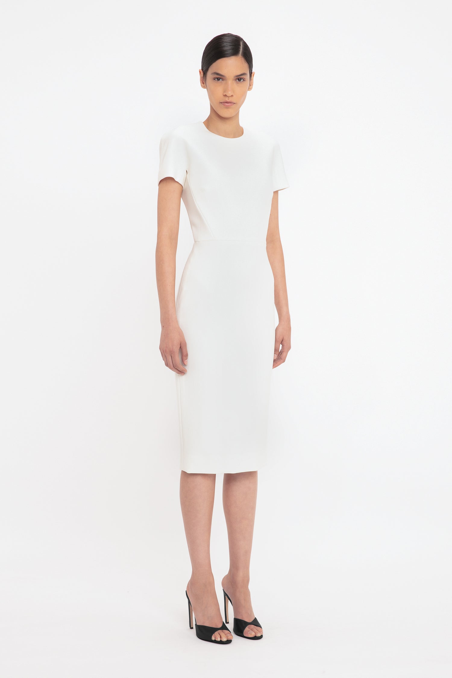 Fitted T-Shirt Dress In Ivory Victoria Beckham UK Fitted T-Shirt Dress In Ivory Victoria Beckham UK