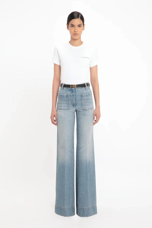 Alina High Waisted Jean In Pale Blue Wash